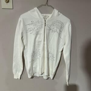 White zip up sweater